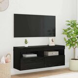 vidaXL TV stenska omara z LED lučmi Črna Orehovina 100 x 30 x 40 cm | Shoptok.si
