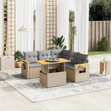 Maison Chic Seti vrtnega pohištva - Vrtna garnitura - Vrtni pohištvo set 6-delna z blazinami bež poli ratan, (21813523) | Shoptok.si