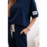 Kesi Włoski Women's viscose set with short sleeves and trousers navy blue | Shoptok.si