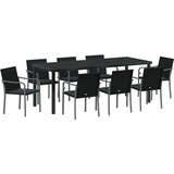  Vrtni set za objed 9 pcs Crna i Siva PE ratan | shoptok.hr