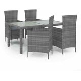  5-dijelni vrtni blagovaonski set od poliratana s jastucima sivi Siva Dužina stola 150 cm | Shoptok.si