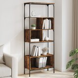 vidaXL Knjižna omara 5-nadstropna dimljen hrast 76x33x188,5cm inž. les | Shoptok.si