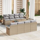 vidaXL 9-delna vrtna sofa garnitura z blazinami Bež Poli ratan Akacija, (22093948) | Shoptok.si