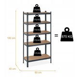 Metalna polica za spremanje MDF 180x90x40 cm | shoptok.hr