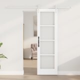vidaXL Drsna vrata s kompletom opreme 'ORKDAL'Bela trdna lesa in stekla | Shoptok.si