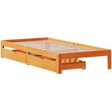 vidaXL Posteljni okvir s predali voščeno rjav 90x190 cm trdna borovina | Shoptok.si