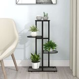 vidaXL Stojalo za rože 4-nadstropno 43x22x76 cm črna kovina | Shoptok.si