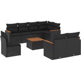  9-dijelni set vrtnih sofa s jastucima crni od poliratana | shoptok.hr