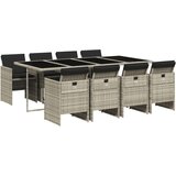 The Living Store Vrtna jedilna garnitura 9-delna z blazinami sv. siv poli ratan - Vrtna Jedilna Garnitura, (21446862) | Shoptok.si