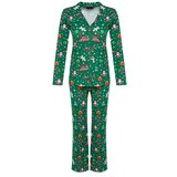 Trendyol Green Single Jersey Christmas Theme Shirt Pants Pajamas Set | shoptok.hr
