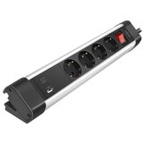 Logilink produžni kabl 4 mesta, 1 x USB A, 1 x USB C, prekidač, stalak, 1.5m, aluminium ( 5511 ) | ePonuda.com