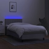 Krevet box spring s madracem LED svjetlosivi 90x200 cm tkanina | Eponuda.com