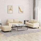  The Living Store Sedežna garnitura 3-delna z blazinami krem blago - Sedežna Garnitura, (21456544) | Shoptok.si