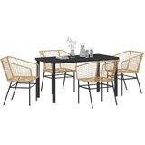 vidaXL 5-delni vrtni jedilni set rjava poli ratan | Shoptok.si