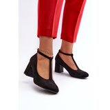 EVENTO Black Faux Suede Pumps with Chunky Heel Raniyah | Shoptok.si