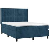  box spring s madracem LED tamnoplavi 140x190 cm baršun | shoptok.hr