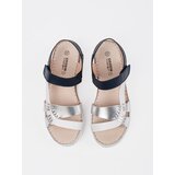 GOODIN White and navy platform sandals with metallic embellishment | Shoptok.si