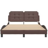 vidaXL Okvir kreveta s LED svjetlima smeđi 140x190 cm od umjetne kože | shoptok.hr