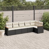  6-dijelni set vrtnih sofa s jastucima crni od poliratana | shoptok.hr