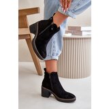 Boto Lined Women's Ankle Boots with Block Heel in Black Faux Suede Velarilla | Shoptok.si