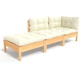 Maison Chic Seti vrtnega pohištva - Vrtna garnitura - Vrtni pohištvo set 3-delna s krem blazinami trdna borovina, (21811379) | Shoptok.si