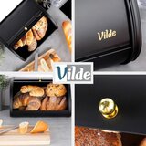 Vilde kovinska škatla za kruh 30 × 26,5 × 17 cm – črna z zlatnim ročajem | Shoptok.si