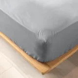 Siva napenjalna rjuha iz organskega bombaža 90x190 cm Biolina –