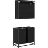 vidaXL Komplet pohištva za kopalnico s predalom 2 pcs Črna Orehovina | Shoptok.si