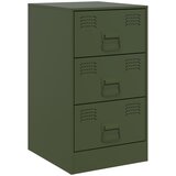 The Living Store Nočna omarica olivno zelena 34,5x39x62 cm jeklo - Nočna Omarica, (21497501) | Shoptok.si