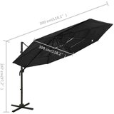  Suncobran s 4 razine i aluminijskom šipkom crni 3 x 3 m | shoptok.hr