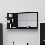  Kupaonsko ogledalo crno 90 x 10,5 x 45 cm konstruirano drvo | shoptok.hr