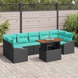  Vrtni set za objed s jastukom 8 pcs Crna i Tirkizna | shoptok.hr