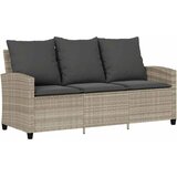  Vrtna sofa 3-sjed s jastucima i stolom svijetlosivi poliratan | Eponuda.com