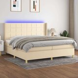 Krevet box spring s madracem LED krem 200x200 cm od tkanine Cijene