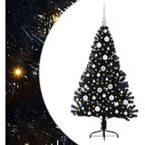 vidaXL Umjetna preddekorirana božićna jelka Črna 120 cm PVC | Shoptok.si