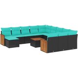 vidaXL 13-delni vrtni komplet sedežnih garnitur z blazinami črne barve poli ratan, (5000294106) | Shoptok.si
