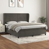 vidaXL Box spring postelja z vzmetnico temno siva 180x200 cm žamet | Shoptok.si