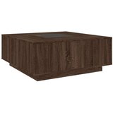 vidaXL Klubska mizica z neskončnimi LED rjavi hrast 100x100x40 cm | Shoptok.si