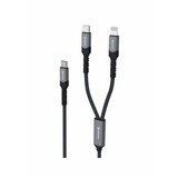 Swissten kabel 2u1 USB-C/USB-C+Lightn, 100W, 54w+20w, 1,5m tekstil crni | shoptok.hr