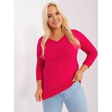 Fashion Hunters Red women's plus size blouse with neckline Cene