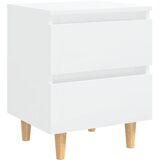  Noćni ormarići s drvenim nogama 2 kom sjajni bijeli 40x35x50 cm | shoptok.hr