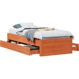 Maison Chic Posteljni okvir - Enojna postelja - Postelja za odrasle brez vzmetnice s predali rjav 75x190cm borovina-J12369, (21765196) | Shoptok.si