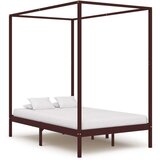  Posteljni okvir z baldahinom temno rjav iz borovine 120x200 cm | Shoptok.si