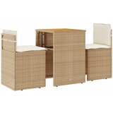  3-dijelni bistro set s jastucima bež od poliratana | shoptok.hr