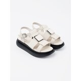 GOODIN Light beige leather elegant platform sandals | Shoptok.si