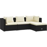 Maison Chic Seti vrtnega pohištva - Vrtna garnitura - Vrtni pohištvo set z blazinami 4-delna poli ratan črna, (21797536) | Shoptok.si