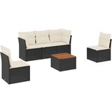 The Living Store Vrtna sedežna garnitura 6-delna z blazinami črna poli ratan - Vrtna Sedežna Garniture, (21449686) | Shoptok.si