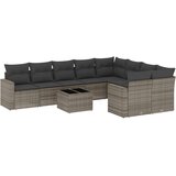  10-dijelni set vrtnih sofa od poliratana s jastucima sivi | shoptok.hr