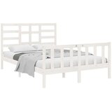  Posteljni okvir bel iz trdnega lesa 140x190 cm, (20644392) | Shoptok.si