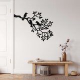 Wallxpert metalni zidni ukras 5202, grana sa listovima i tri ptice, 90 x 66 cm, crni | Eponuda.com